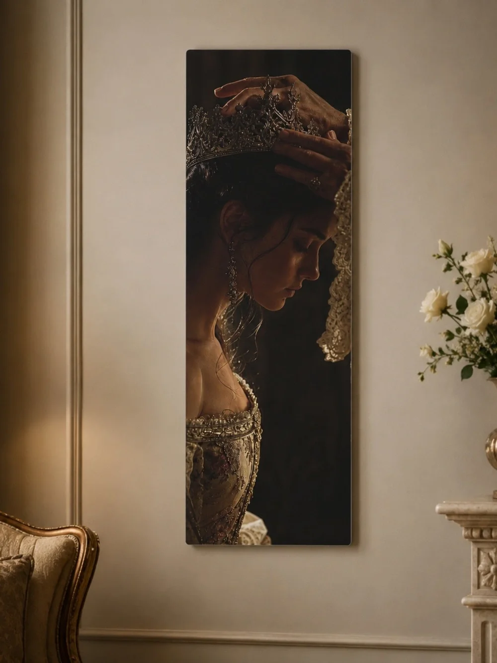 Regal Portrait Wall Art Print - Brown & Gold
